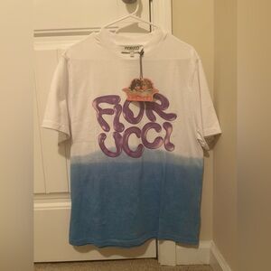 Brand new Fiorucci Ombre White and Blue Tee with Purple Logo